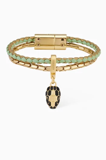 Serpenti Forever Bracelet in Leather & Brass