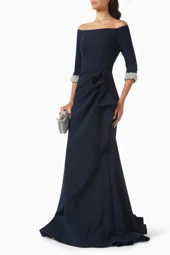 Rhinestone-embellished Gown in Crepe