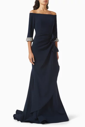 Rhinestone-embellished Gown in Crepe