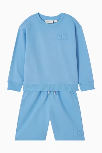 سويت شيرت بفتحة رقبة مستديرة وشعار الماركة