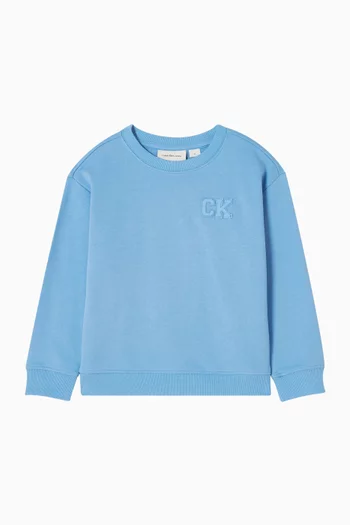 سويت شيرت بفتحة رقبة مستديرة وشعار الماركة