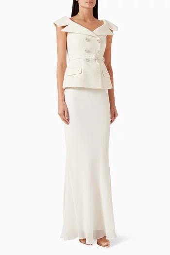 Off-shoulder Dress in Bouclé