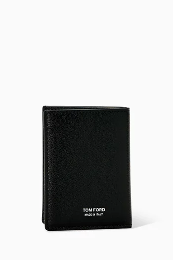 Elongated T-Line Card Holder in Leather