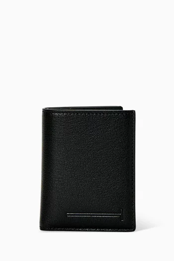 Elongated T-Line Card Holder in Leather