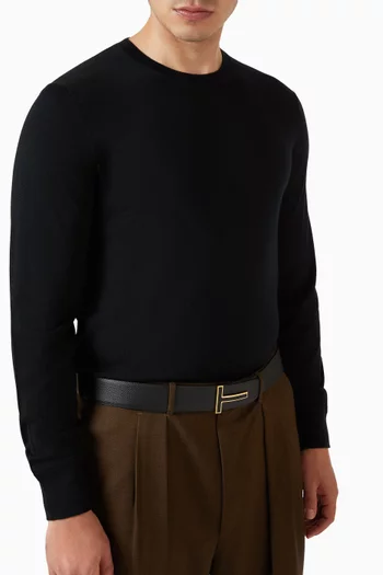 Reversible T Belt in Leather