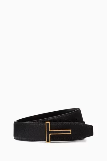 Reversible T Belt in Leather