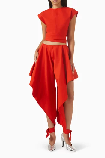 بنطال سانجوين بتصميم مقسم لأجزاء قطن بوبلين