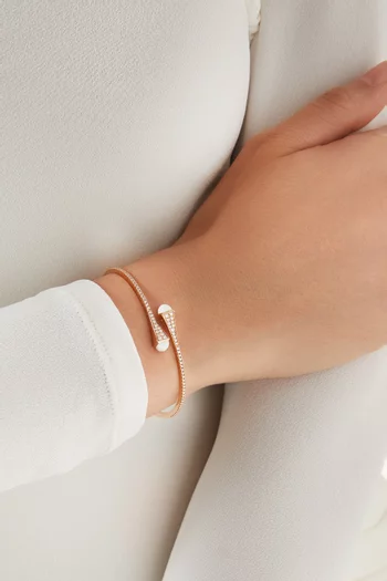 سوار كليو رفيع سهل الارتداء مرصع بالماس والعقيق ذهب وردي عيار 18