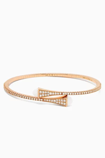 سوار كليو رفيع سهل الارتداء مرصع بالماس والعقيق ذهب وردي عيار 18