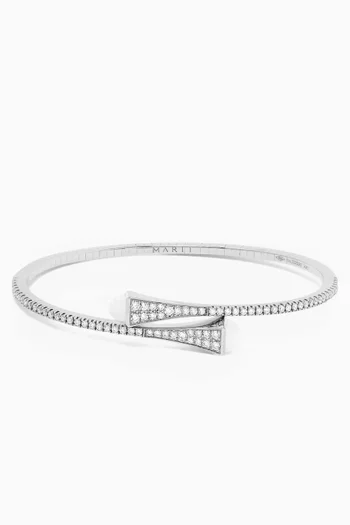 سوار كليو سهل الارتداء مرصع بماس وعقيق ذهب أبيض عيار 18