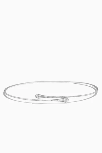 قلادة رقبة كليو بتصميم رفيع مرصع بالماس ذهب أبيض عيار 18