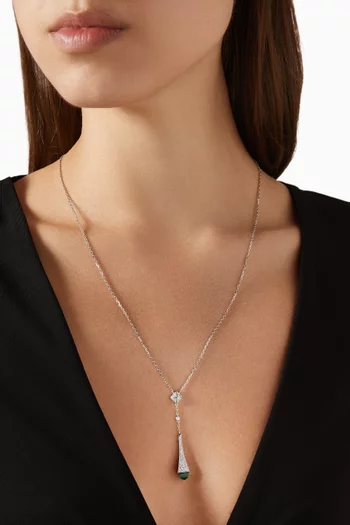 قلادة كليو بدلاية قطرة مرصعة بالماس ذهب أبيض عيار 18