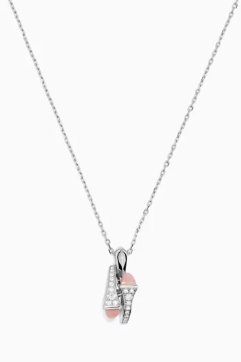 قلادة كليو بدلاية هاجي مرصعة بماس وكوارتز وردي ذهب أبيض عيار 18