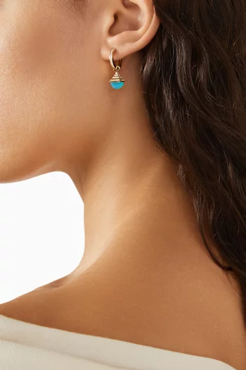 أقراط متدلية كليو ريف ميني مرصعة بماس وكالسيدوني أزرق ذهب عيار 18