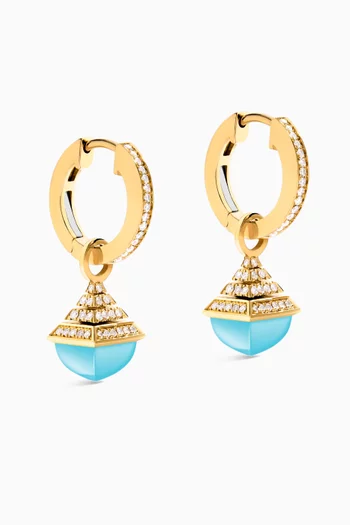 أقراط متدلية كليو ريف ميني مرصعة بماس وكالسيدوني أزرق ذهب عيار 18