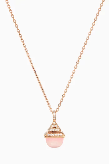 قلادة كليو ريف مرصعة بكوارتز وردي وماس ذهب وردي عيار 18