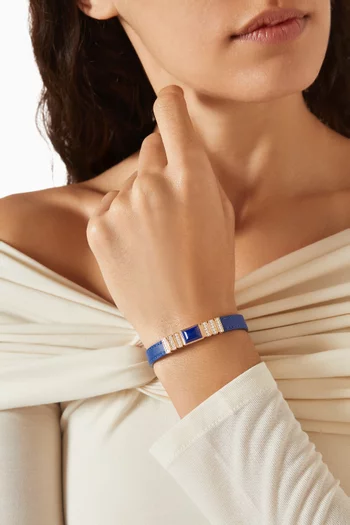 سوار يوني بتصميم حزام مرصع بماس ولازورد ذهب وردي عيار 18 وجلد