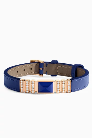 سوار يوني بتصميم حزام مرصع بماس ولازورد ذهب وردي عيار 18 وجلد