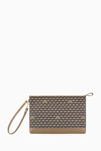 Pochette Zip 29 Pouch Bag in Canvas & Leather
