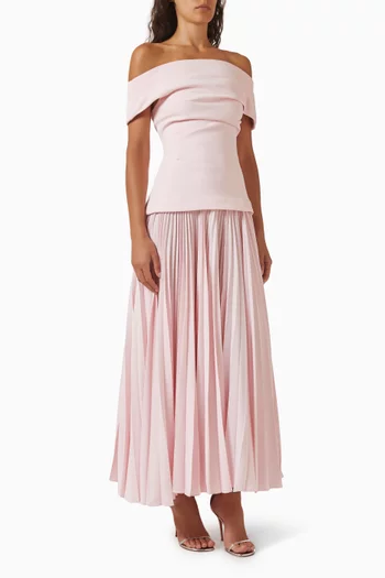 strapless open back dress Sienna' Soft Pink Tiered Maxi Dress – Lightweight Summer Dress – ALBI ROSE main image 1