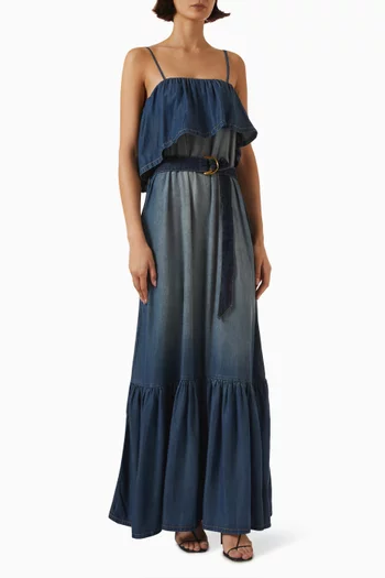 Charodiluna Maxi Dress in Denim