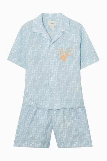 Junior All-over Monogram Shirt in Linen