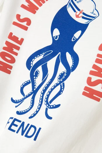Junior Boy Octopus Print T-shirt in Cotton