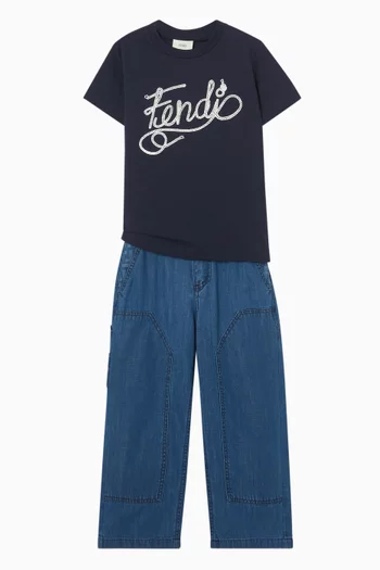Cursive Logo-print T-shirt in Cotton
