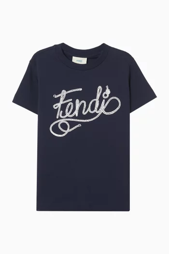 Cursive Logo-print T-shirt in Cotton