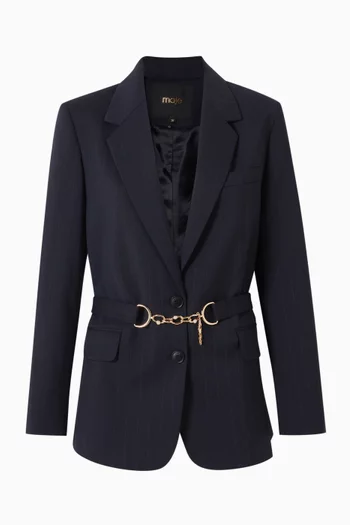 Pinstripe Blazer in Wool Blend