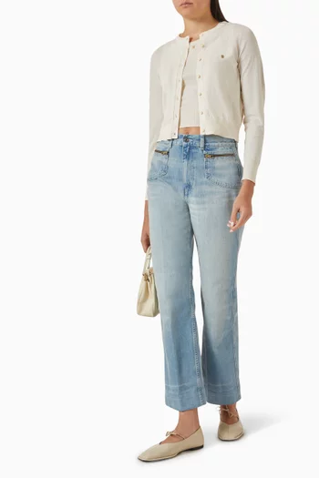 Buttoned Cardigan in Cotton-blend