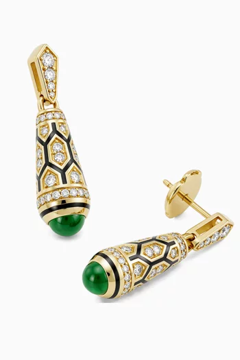 Mushabbak Diamond & Emerald Earrings in 18kt Gold