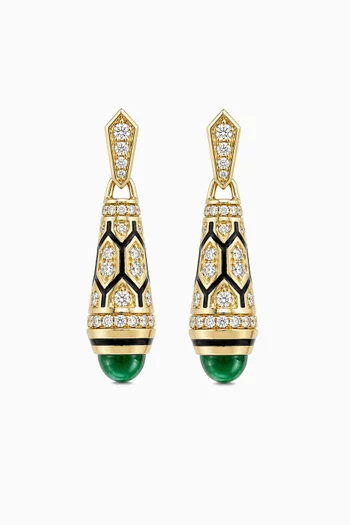 Mushabbak Diamond & Emerald Earrings in 18kt Gold