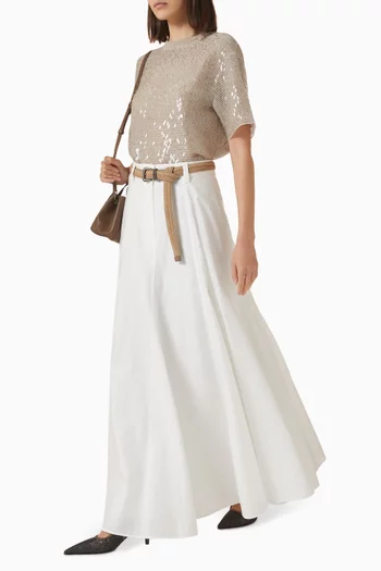 Flared Maxi Skirt in Techno Cotton-poplin