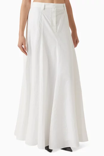 Flared Maxi Skirt in Techno Cotton-poplin
