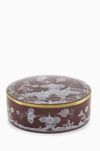 Oriente Italian Large Round Trinket Box in Porcelain