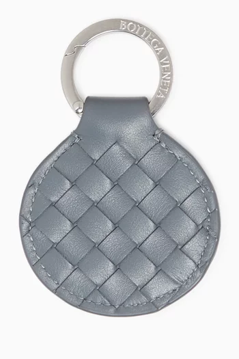 Bottega Veneta llic Key Ring シルバー Buy Bottega Veneta Grey Piccolo Round Key Ring in Intrecciato
