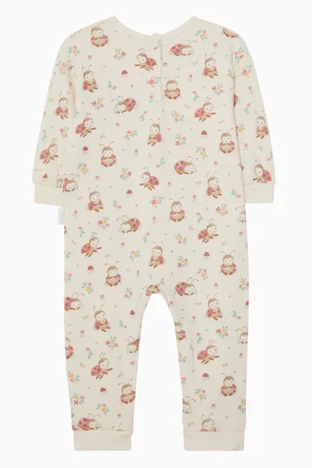 Ladybird-print Sleepsuit in Organic Cotton