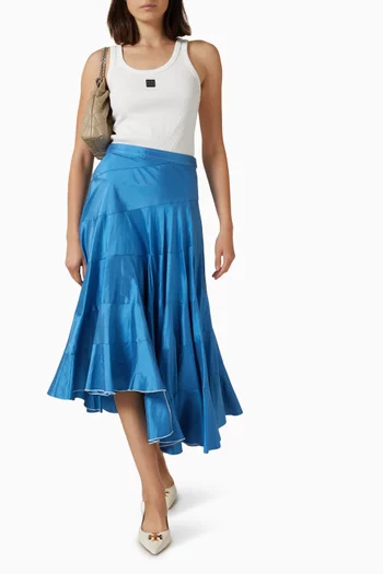 Flared Midi Skirt in Silk