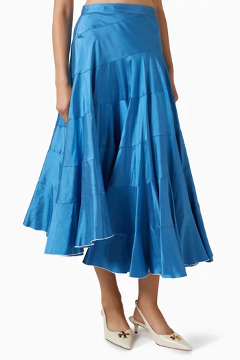 Flared Midi Skirt in Silk