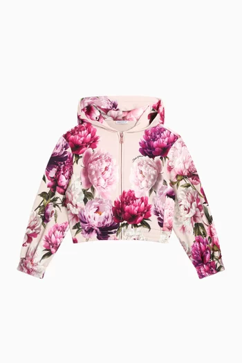 Peony-print Sweatshirt in Cotton