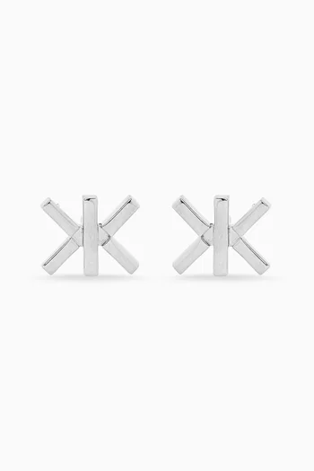 أقراط بحرفي K مزدوج تغلق بالكبس نحاس