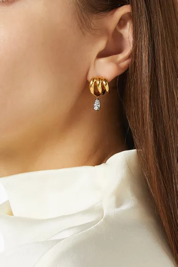 Molten Teardrop Pavé Earrings in Brass