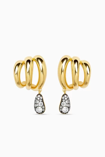 Molten Teardrop Pavé Earrings in Brass