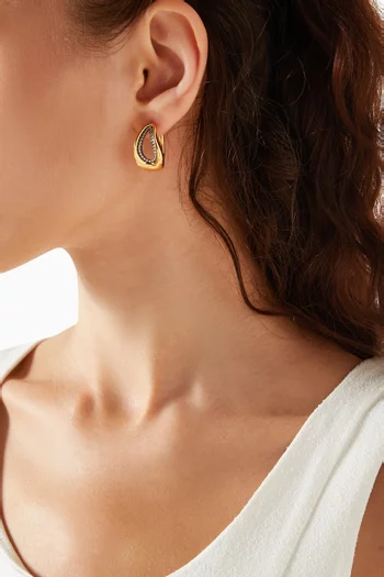 Molten Teardrop Pavé Earrings in Brass
