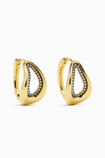 Molten Teardrop Pavé Earrings in Brass