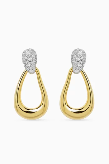 Molten Pavé Drop Earrings in Brass