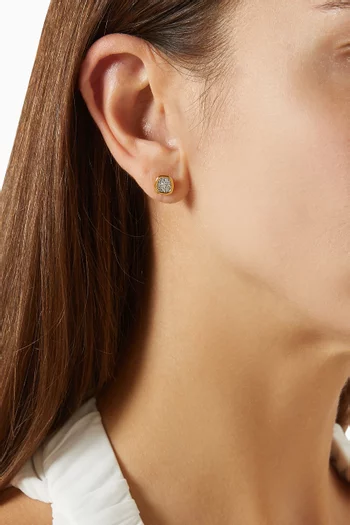 Molten Crystals Stud Earrings in Brass