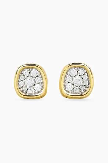 Molten Crystals Stud Earrings in Brass
