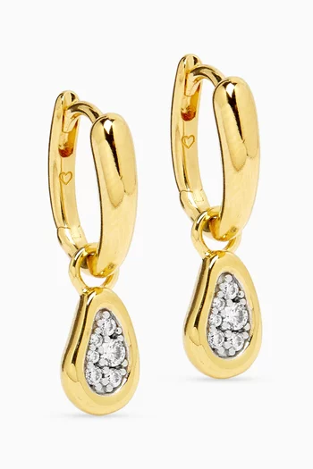Molten Crystal Pavé Drop Earrings in Brass